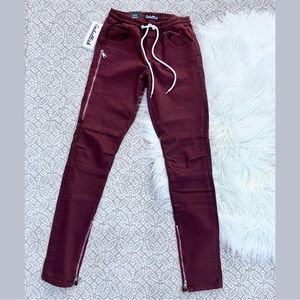 Embellish Silhouette 2.0 Maroon Zip Pants Size 28 x 34 NWT Hard to Find